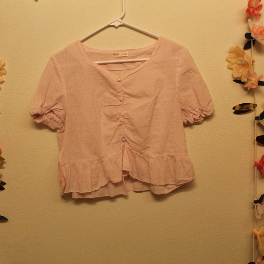 ROMWE Women's Light Pink Crop Top